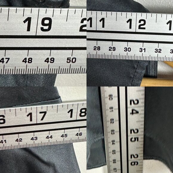 Eileen Fisher 100% Silk Peplum Blouse Womens Size Medium Top Dark Grey Black M - Picture 10 of 11